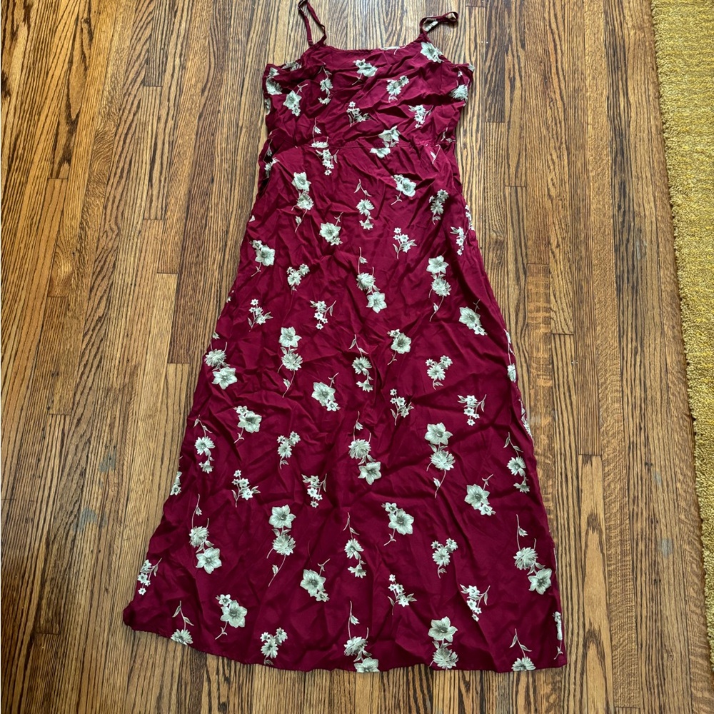 The Limited long floral crimson dress
